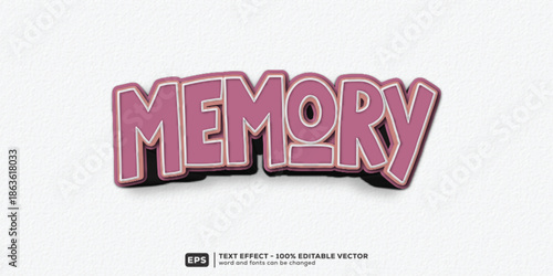 Editable Memory 3D Cartoon Text Effect for February Friendship | Premium Font Template