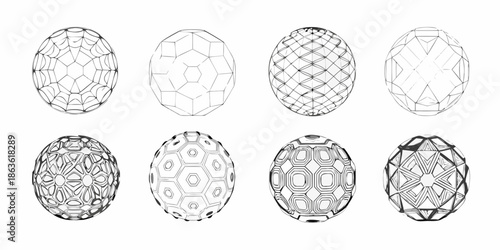 Geometric egg designs a collection of eight different patterned oval shapes