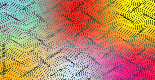 Abstract colorful rainbow background featuring a bright geometric pattern with light gradient lines and circular shapes for a seamless vector wallpaper design