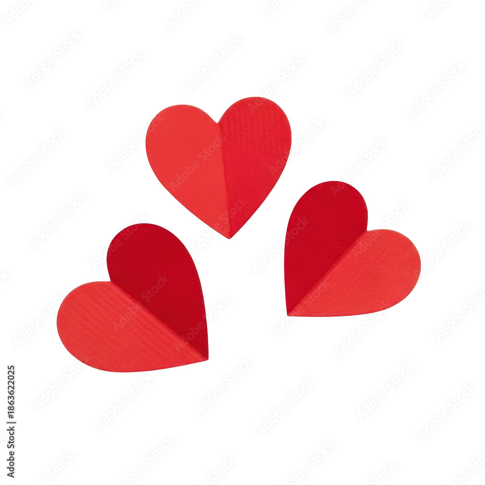 Obraz premium Three Red Hearts Isolated Black Background