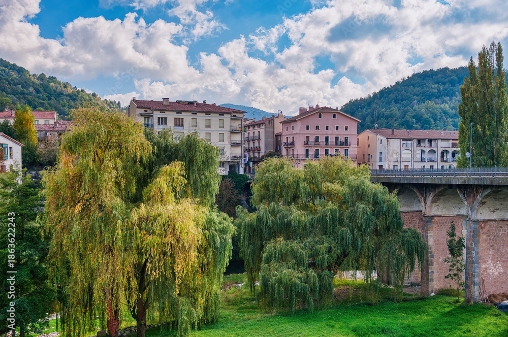 Fototapeta premium San Juan de las Abadesas is a municipality in Catalonia, Spain. Belonging to the province of Gerona in the Ripolles region