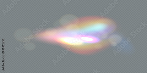 Crystal rays of light, prism refraction, lens flare, crystal glass reflection effect. Prism vector, realistic light leak effect with spectral flare.