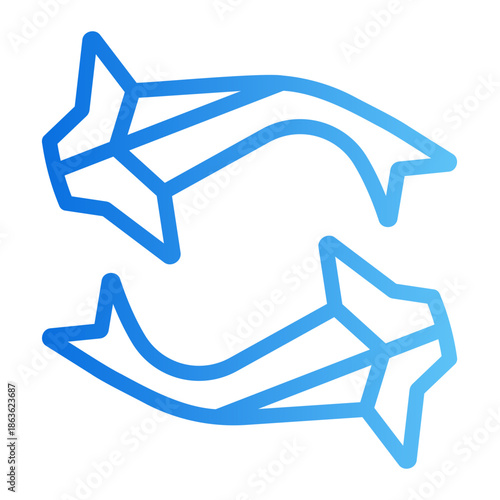 origami koi fish Line Gradient Icon