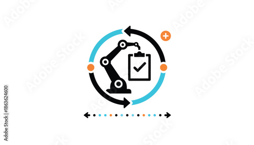 Robotic Arm Checking Clipboard in Circular Process Diagram