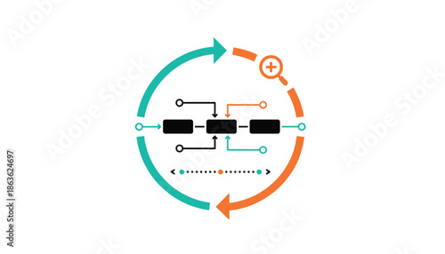Electric Circuit Diagram with Arrows on White Background