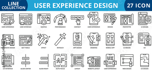 User experience design icon set collection vector illustration