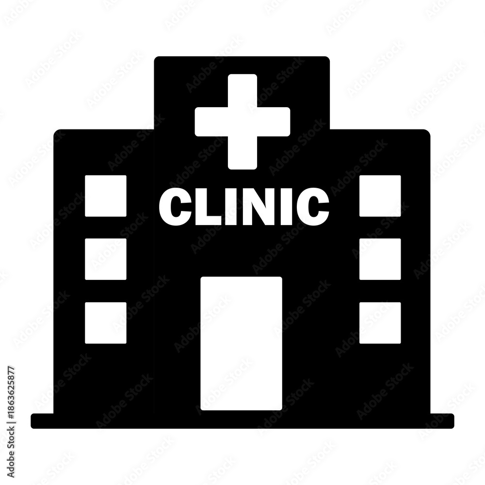 Obraz premium Healthcare , Medical Building Icon – Black , White