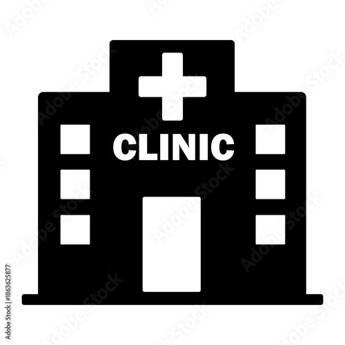 Healthcare , Medical Building Icon – Black , White