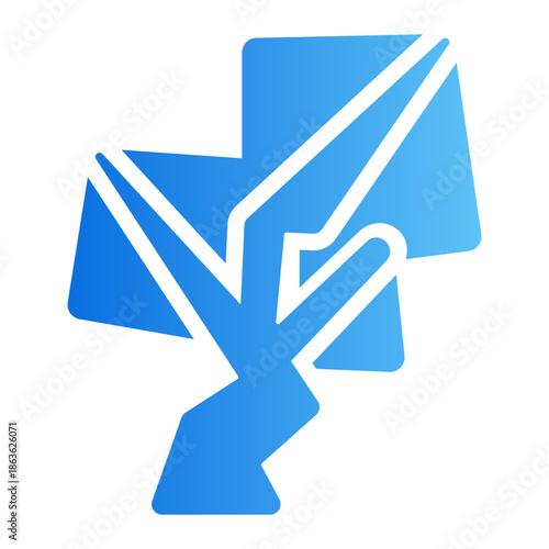 origami tree Line Gradient Icon