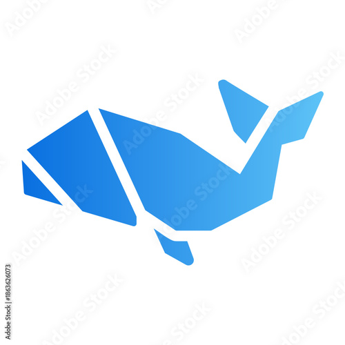 origami whale Line Gradient Icon