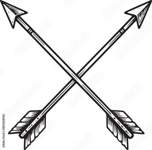 Crossed arrows illustration depicting symbolic representation of conflict and tension in a simple vector graphic design