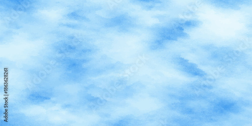 A beautiful blue sky background features fluffy white cumulus clouds on a clear summer day, capturing the natural beauty of the bright atmosphere and sunny weather in a peaceful cloudscape