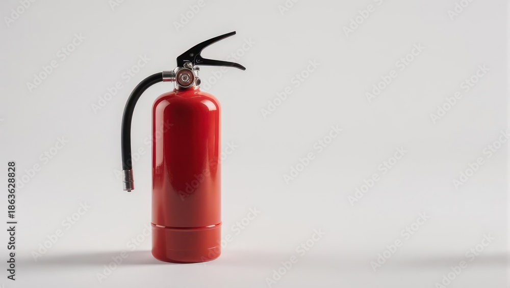 Obraz premium Red Fire Extinguisher on White Background for Safety.
