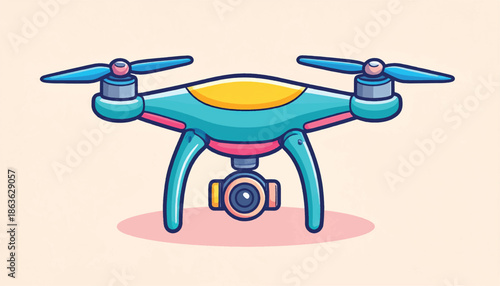 Cartoon Drone with Camera for Aerial Photography and Videography.