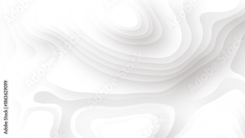 Vector topographic illustration. White paper cut decoration textured with, wavy layers 3d topography relief background. 
