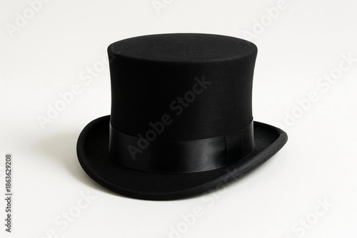 A black top hat on a white background.