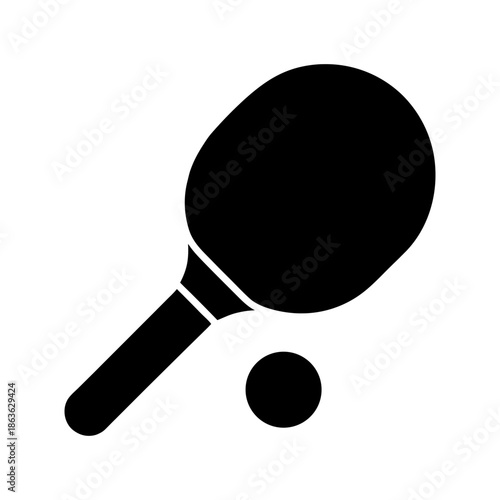 Pickleball Sport Icon Paddle and Ball Flat Vector.