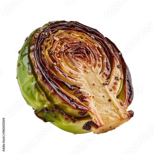 Roasted Brussels Sprout Half Cut Isolated Black