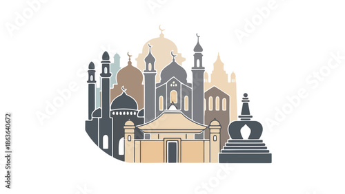 Illustration of a majestic cultural landmark with intricate architecture and historical significance