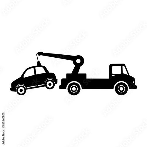 Vehicle Recovery Tow Truck Silhouette Vector Design.