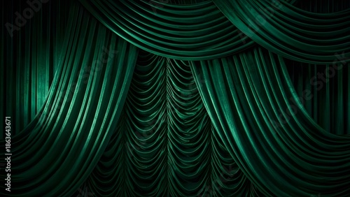 Wallpaper Mural Elegant Dark Green Velvet Curtains Backdrop for Theater Stage or Event Torontodigital.ca