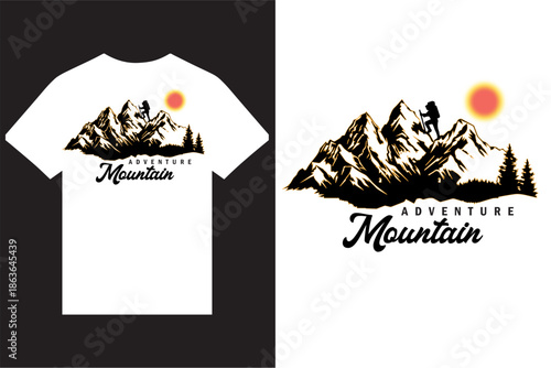 Adventure Mountain T Shirt Design, Mountain T Shirt Design, Adventure Outdoor T Shirt Design, Creative T Shirt Design Vector For Print.