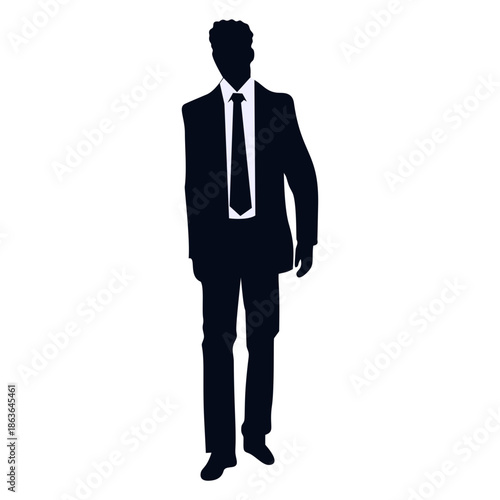 Silhouette of Business Worker. Isolated on White Background.