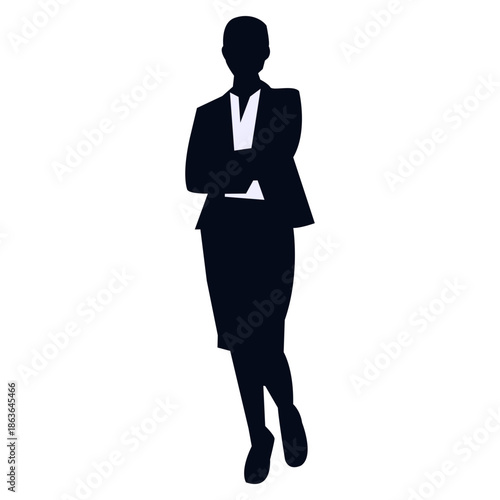 Silhouette of Business Worker. Isolated on White Background.