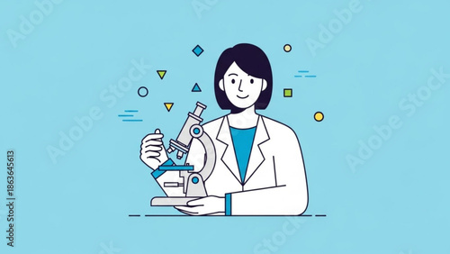 Female Scientist Conducting Experiment with Erlenmeyer Flask in Laboratory Setting