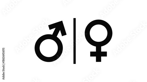 Male and female gender symbols displayed side by side with a vertical line