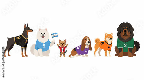 Cute Dog Characters Vector Set – Cartoon Puppies in Flat Pastel Style