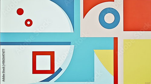 Abstract geometric background with pastel shapes, modern minimal design and copy space