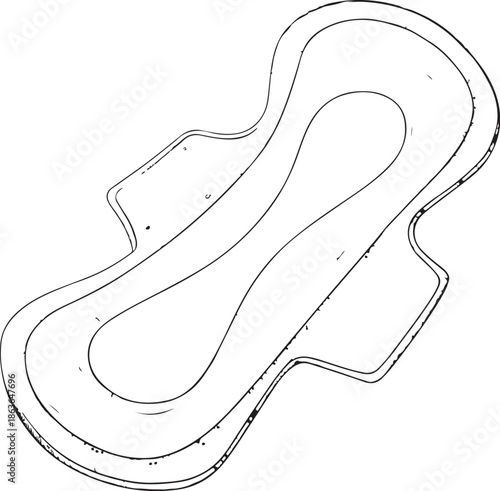 Period Pad Product for Female Hygiene during Menstruation Hand-drawn Sketch Drawing Vector Illustration, Line Linear Symbol Engraving Coloring Book, Black and White Isolated