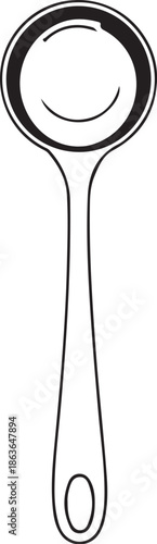 kitchen measuring spoon for Scoop Hand-drawn Sketch Drawing Vector Illustration, Line Linear Symbol Engraving Coloring Book, Black and White Isolated