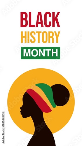 celebration black history month animation.4k Vertical video