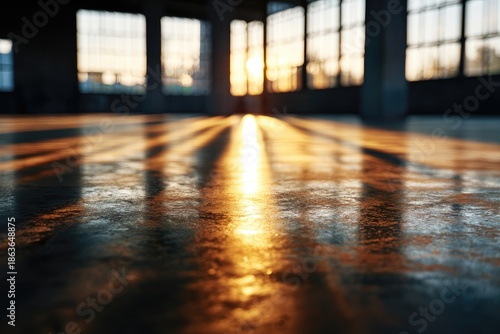Wallpaper Mural Sunlight streams across a polished concrete floor, creating long shadows Torontodigital.ca