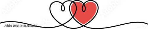 A symbolic image of love and unity showing two linked hearts drawn with a continuous line