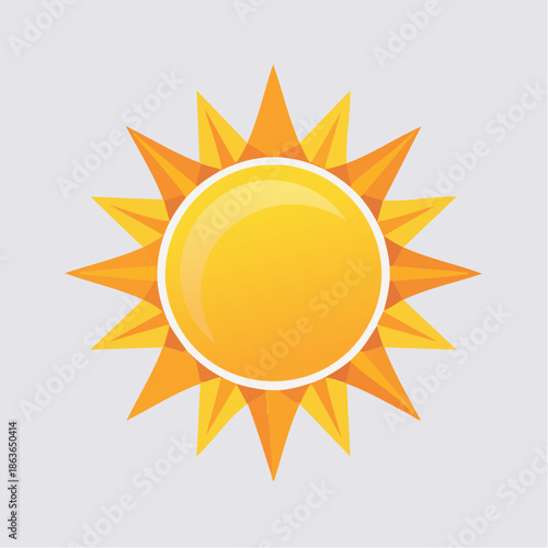Bright Yellow Sun Icon Graphic Illustration.