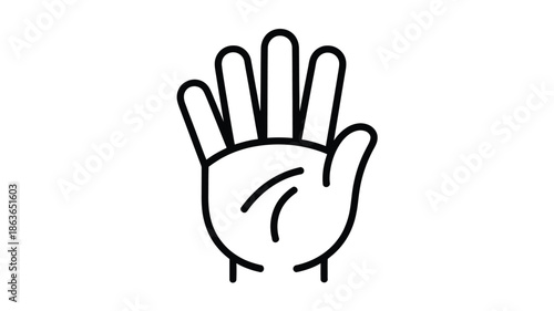 Simple line drawing of an open human hand with visible palm details