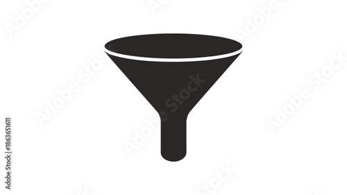 Simple black and white illustration of a classic funnel shape