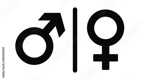 Male and female gender symbols displayed side by side with a vertical line