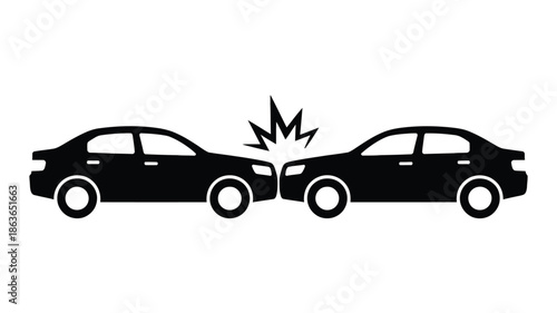 Two vehicles involved in a head on collision depicting a dangerous accident scene