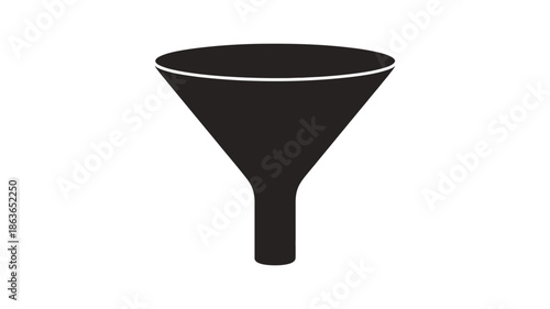 A simple black funnel icon isolated on a white background