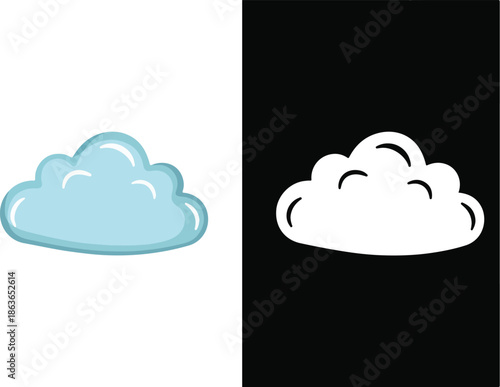 Cloud Motif in Contrast: A playful cloud illustration presented against contrasting backgrounds – one vibrant and the other subtly elegant. This design captures simplicity and dynamic composition.