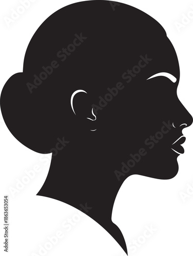 Elegant black silhouette of a woman s profile with hair bun