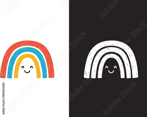 Rainbows of Joy: Capturing the vibrant hues of a smiling rainbow against contrasting backgrounds, bringing a sense of positivity and happiness. 