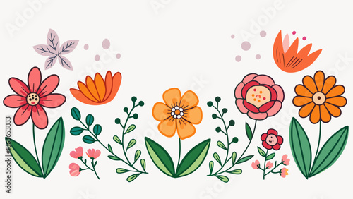 set of spring flowers vector