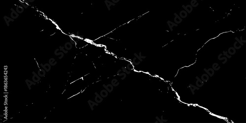 Abstract black marble texture with sharp white lightning-like veins crossing diagonally on a deep dark surface. High-contrast natural stone pattern ideal for luxury backgrounds, wallpaper, branding.