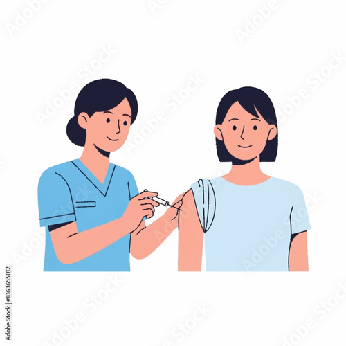 Nurse Administering Vaccine to Patient, Healthcare and Medical Concept.