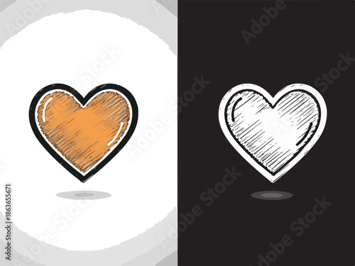 Love in Two Shades: A visual dance of affection, where a heart's form is etched in contrasting hues, presenting a symbol of love, care, and unity. 